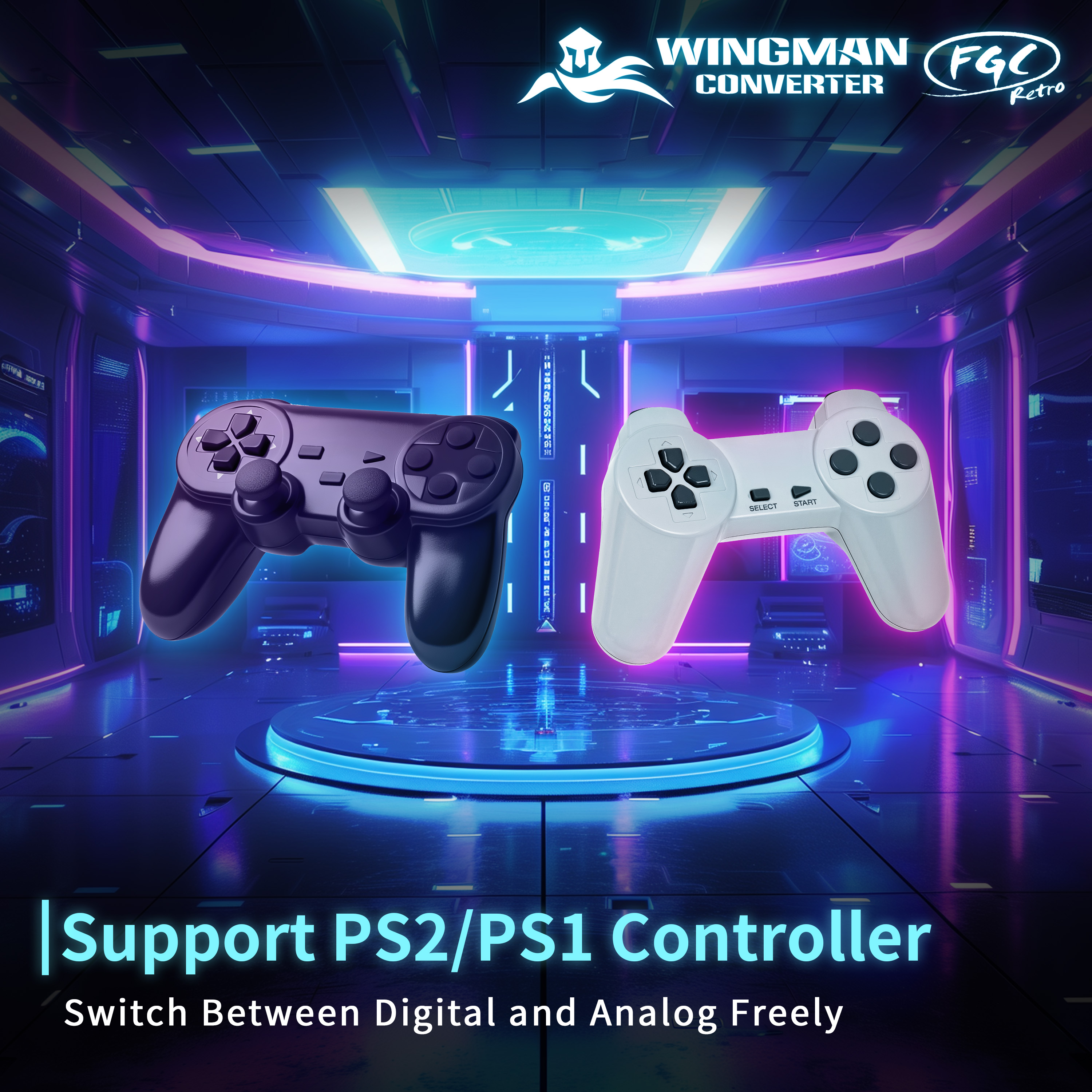 PS1 and PS2 controller support with analog and digital modes